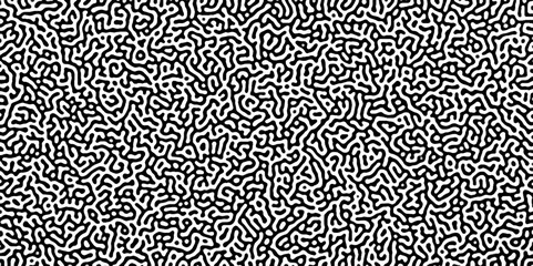 Turing reaction diffusion monochrome seamless pattern with chaotic motion .Linear design with biological shapes. Organic lines in memphis. abstract turing organic wallpaper background .	