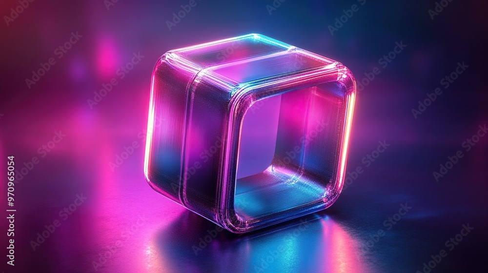 Poster abstract 3d square shape futuristic object colourfull