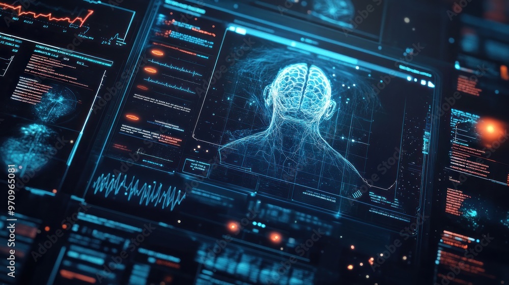 Poster digital brain scan interface