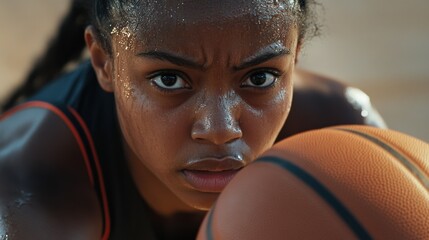 Focused Athlete with Basketball