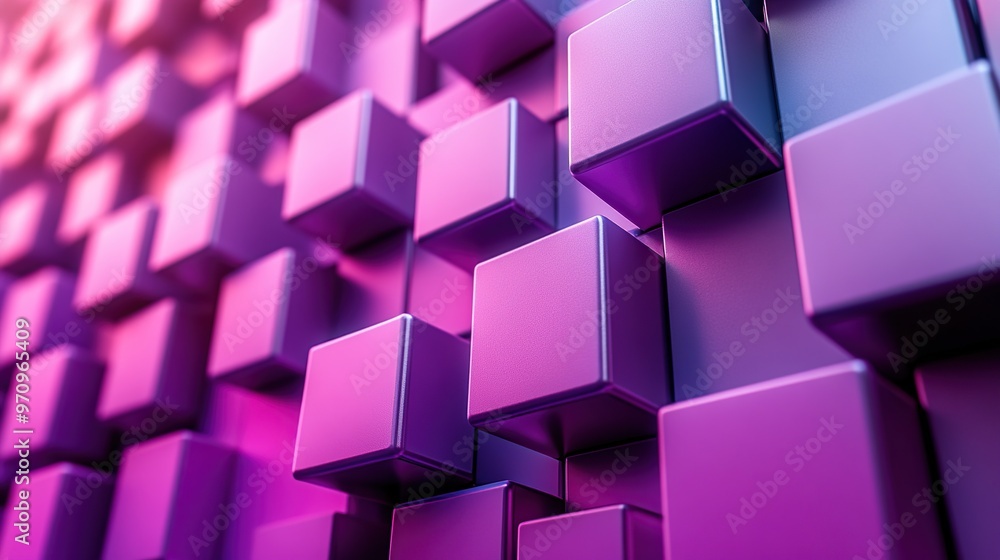 Poster abstract 3d square shape futuristic object colourfull