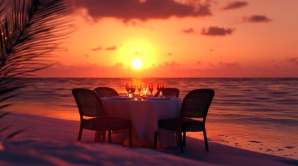 Romantic Sunset Dinner on the Beach