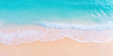 Panoramic picture of the waves in the ocean and the sandy beach.