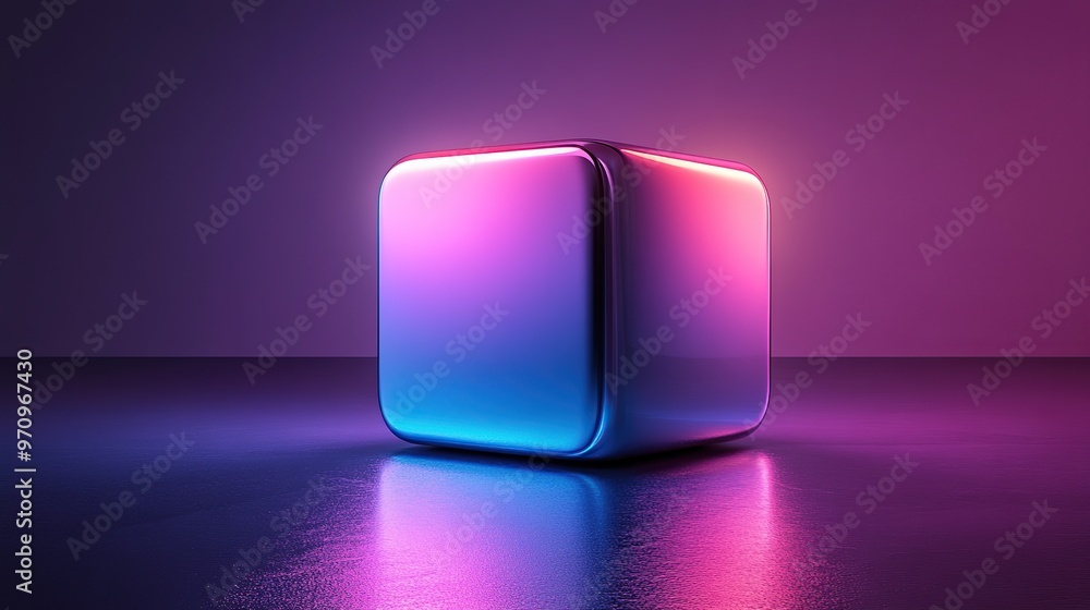 Poster abstract 3d square shape futuristic object colourfull