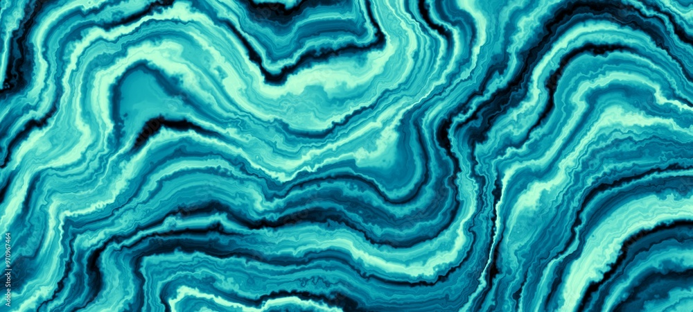 Poster Marble ink colorful. Blue teal marble pattern texture abstract background. can be used for background or wallpaper