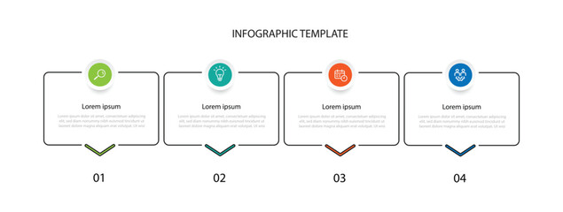 Design template infographic vector element with icons and 4 step columns suitable for business information and web presentation 