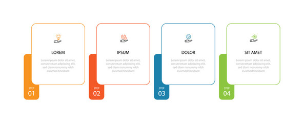 4 step columns for business information with icons