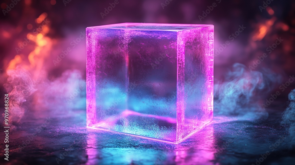 Aufkleber abstract 3d square shape futuristic object colourfull
