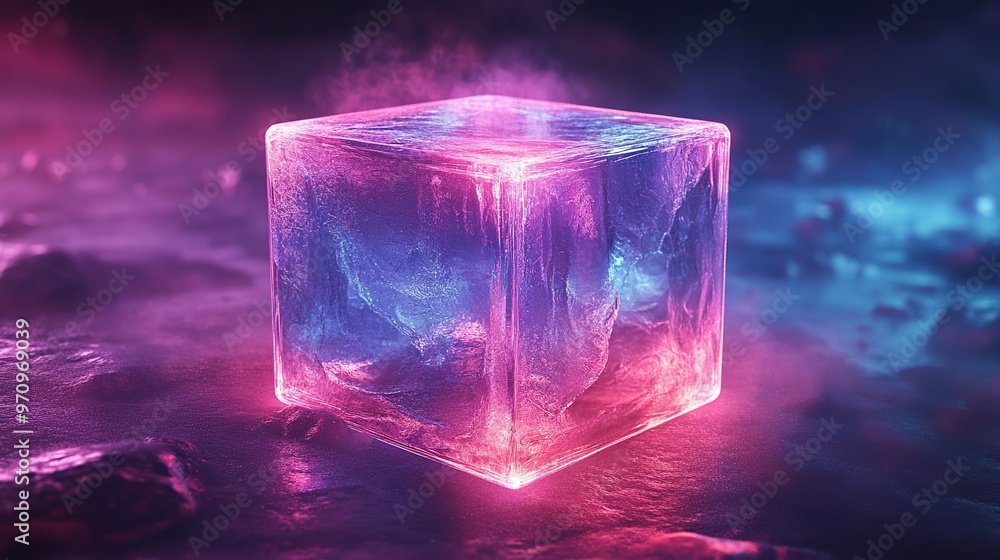 Aufkleber abstract 3d square shape futuristic object colourfull