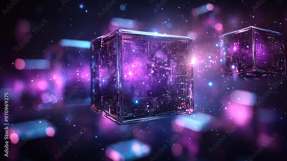 Aufkleber abstract 3d square shape futuristic object colourfull