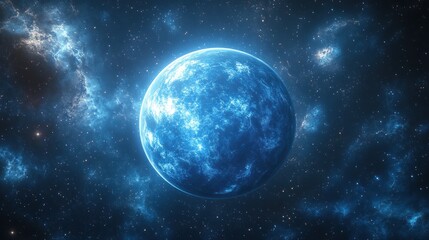 Obraz premium A Glimpse of a Blue Planet in the Vastness of Space