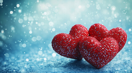 Fototapeta premium A beautiful background with hearts for a romantic congratulation or gift card.