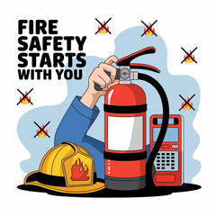National Fire Prevention Month October Awareness Graphic for Fire Safety