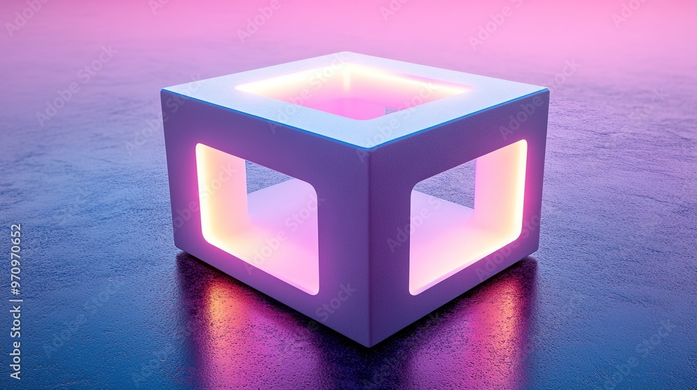 Aufkleber abstract 3d square shape futuristic object colourfull