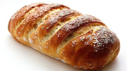 An isolated bread is presented on a clean and pure white background. The bread has a golden - brown crust that gives it an inviting look. There might be some visible texture on the surface, perhaps fr