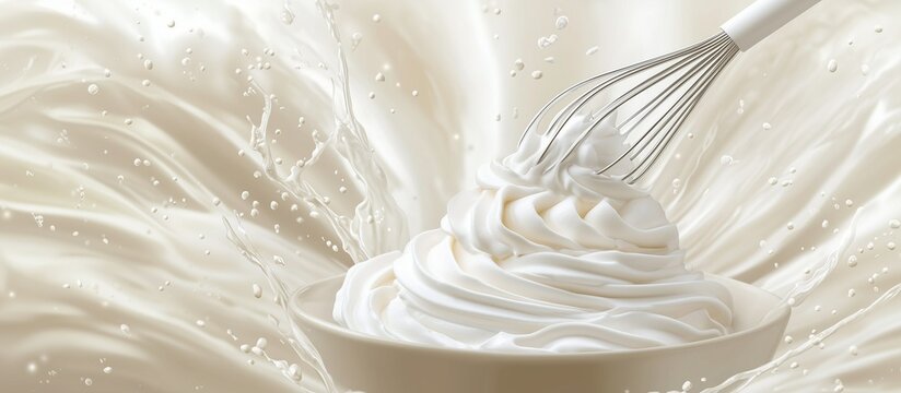 Poster for the National Whipped Cream day with space for text. Made of whipped cream with whisk - Powered by Adobe