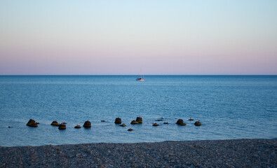 Sunset at sea in Sochi (Adler).