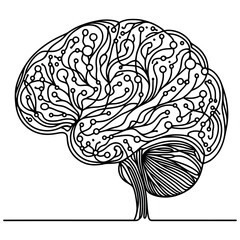 Fototapeta premium Brain Continuous one line drawing. Human brain design. Vector
