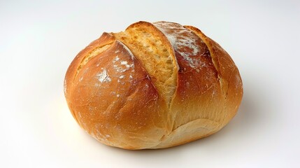 An isolated bread is presented on a clean and pure white background. The bread has a golden - brown crust that gives it an inviting look. There might be some visible texture on the surface, perhaps fr