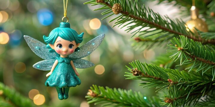 Turquoise pixie ornament for Christmas tree, pixie, ornament, turquoise, cute, fairy, holiday, decoration, whimsical