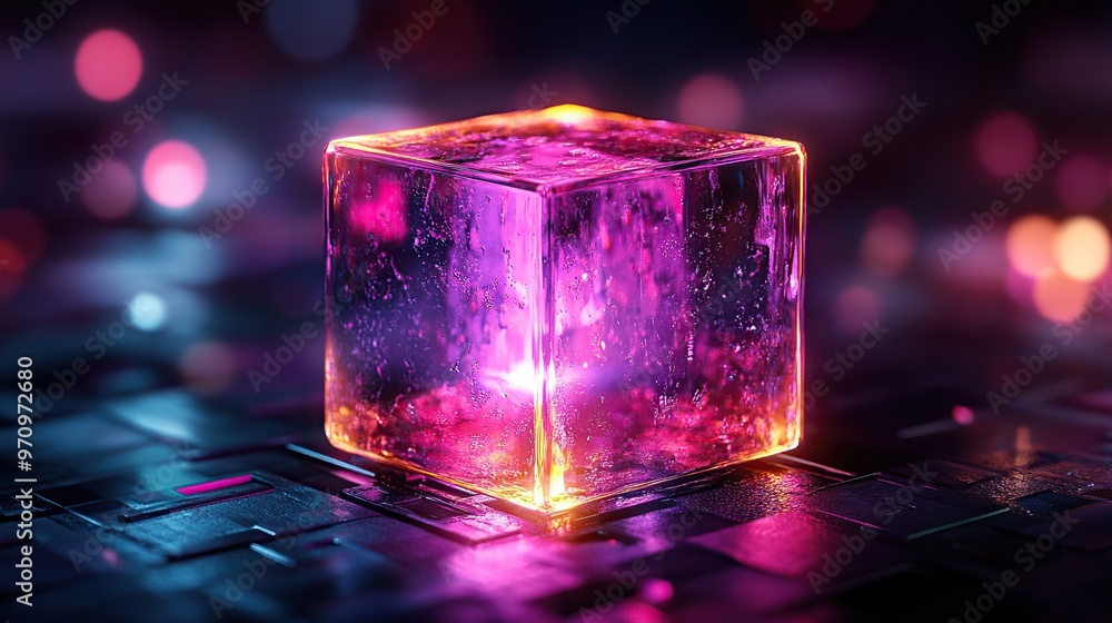 Poster abstract 3d square shape futuristic object colourfull