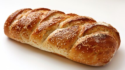 An isolated bread is presented on a clean and pure white background. The bread has a golden - brown crust that gives it an inviting look. There might be some visible texture on the surface, perhaps fr