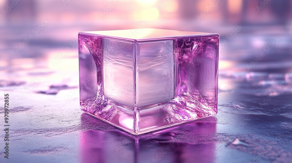 Poster abstract 3d square shape futuristic object colourfull