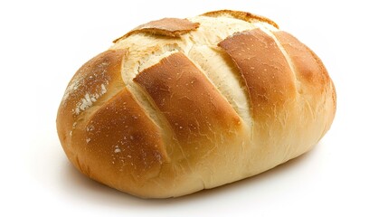 An isolated bread is presented on a clean and pure white background. The bread has a golden - brown crust that gives it an inviting look. There might be some visible texture on the surface, perhaps fr