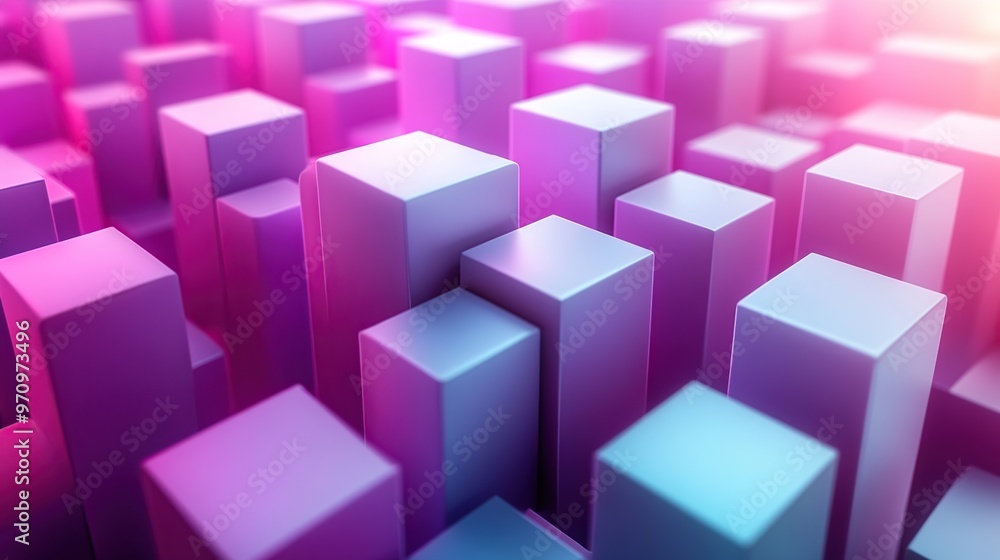 Aufkleber abstract 3d square shape futuristic object colourfull