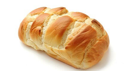 Naklejka premium An isolated bread is presented on a clean and pure white background. The bread has a golden - brown crust that gives it an inviting look. There might be some visible texture on the surface, perhaps fr