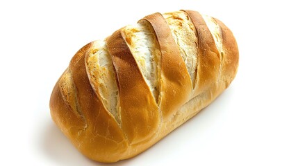 An isolated bread is presented on a clean and pure white background. The bread has a golden - brown crust that gives it an inviting look. There might be some visible texture on the surface, perhaps fr