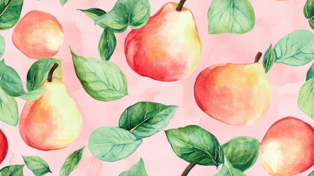 Seamless repetitive pattern background of fresh pear for fabric design