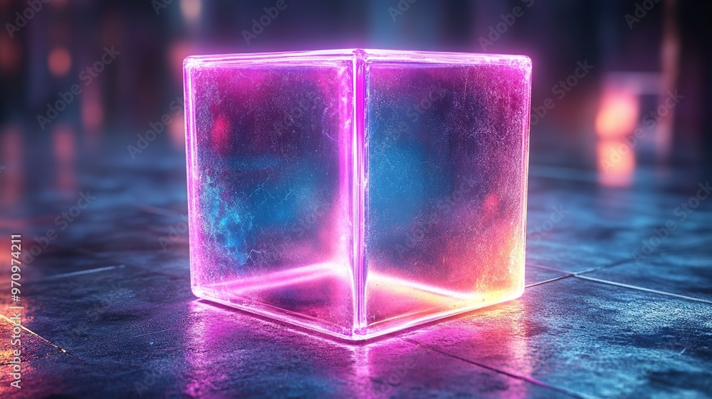 Poster abstract 3d square shape futuristic object colourfull