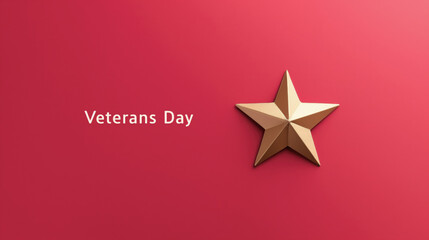 A golden star on a red background for Veterans Day, representing military honor, bravery, and national pride