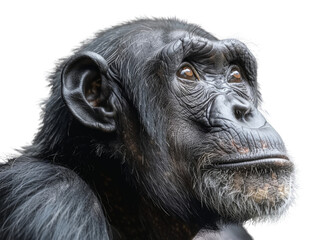 Realistic Chimpanzee image on transparent background. Ai generated.