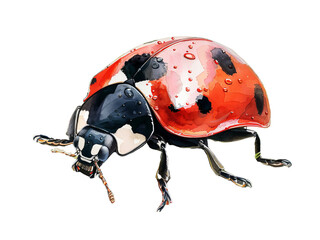 Realistic ladybug image on transparent background. Ai generated.