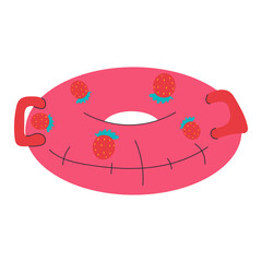 Inflatable floating ring for swimming. Beach rubber lifebuoy for pool. Summer lifesaver, rescue tube. Flat vector illustration isolated on white background