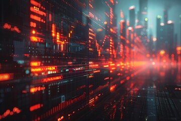 AI-generated bankruptcy documents, futuristic financial system, neon lights, AI Generative