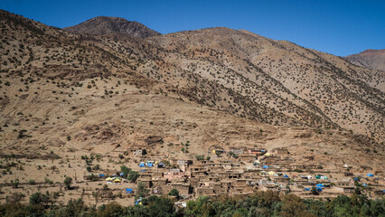 The landscape of Tizi n'Test in Morocco after 2023 earthquake