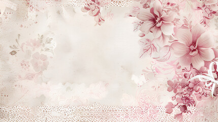small pink floral pattern on white background, vintage wallpaper