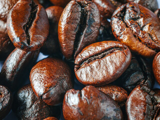 Coffee bean roasted background, Close-up of fresh roasted coffee bean, Wallpapers of  roasted coffee bean