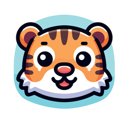 Cute tiger face cartoon illustration in adorable style for kids