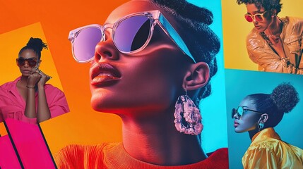 collage of micro-influencers of different niches engaging with their communities, vibrant colors and modern aesthetic