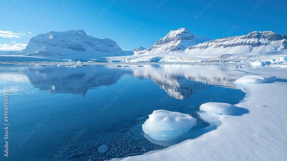 Sticker Reflective Mountain Landscape in Arctic