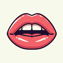 Cartoon red lips illustration with tongue out  vector art