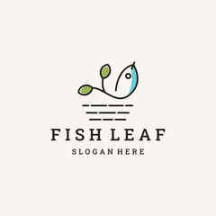 Fish leaf logo animal icon vector template on white background