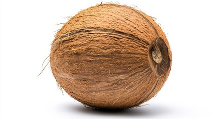 Coconut fruit closeup view isolated over white background
