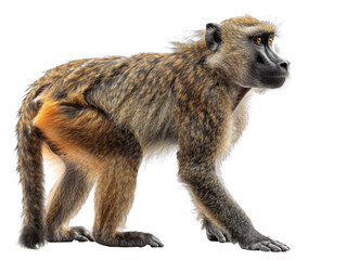 Realistic Baboon image on transparent background. Ai generated.
