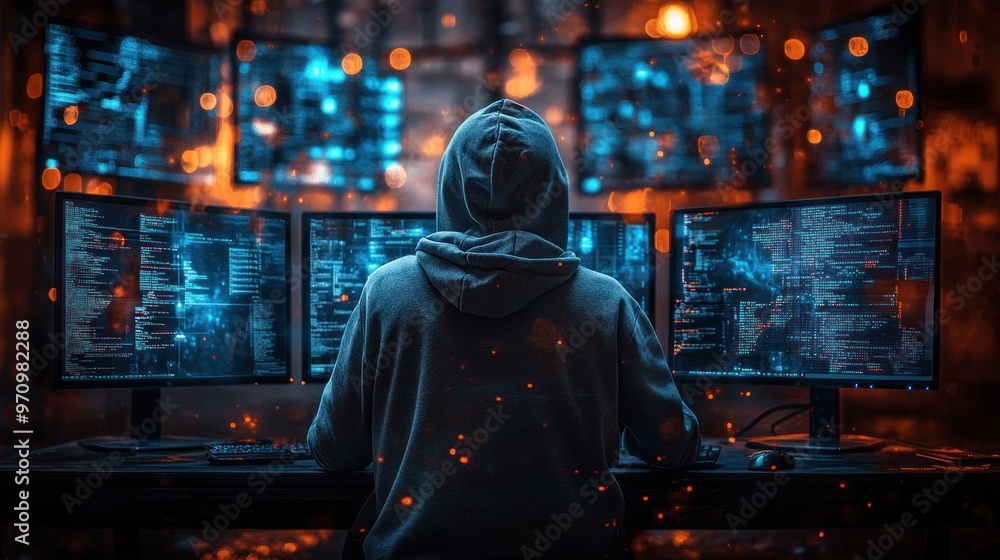 Aufkleber hacker in the dark: a hacker's den