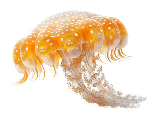 Realistic Jellyfish image on transparent background. Ai generated.